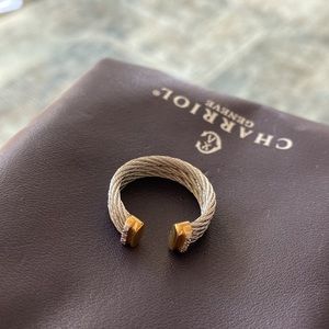 Charriol Ring Triple Cable 18K Gold with Diamonds. Size 6.5